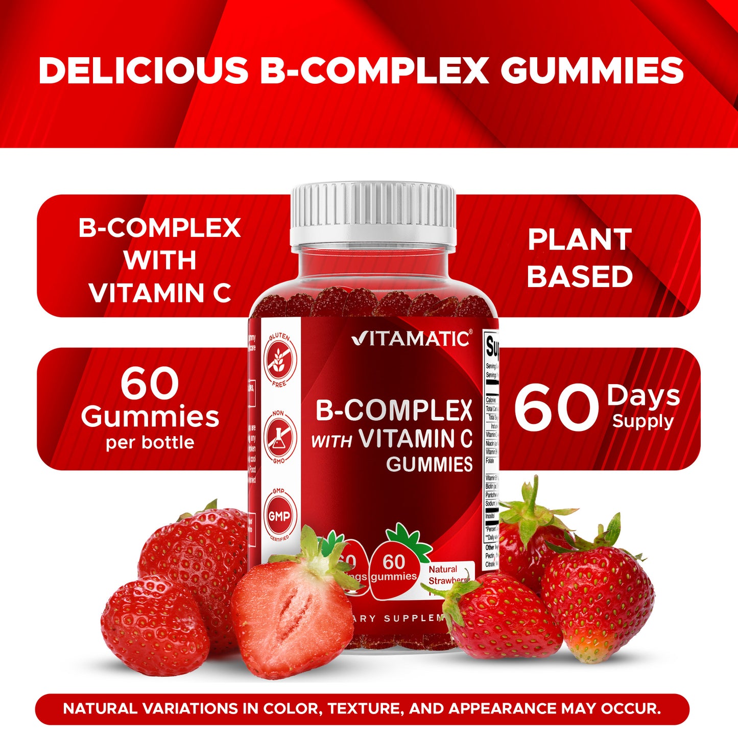 Vitamatic B-Complex with Vitamin C, 60 Gummies