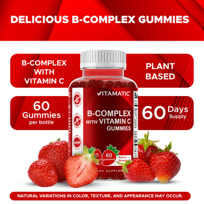 Vitamatic B-Complex with Vitamin C, 60 Gummies
