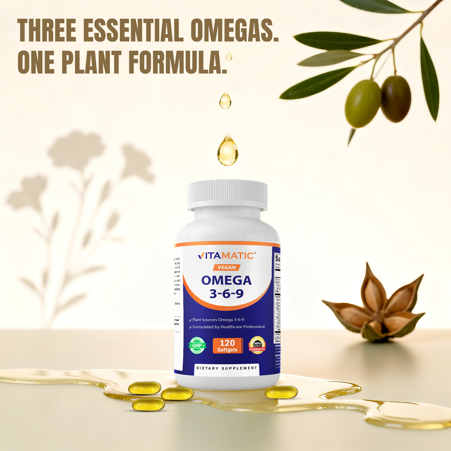 Vitamatic Vegan Omega 3-6-9 Complex 1250mg - 120 Softgels