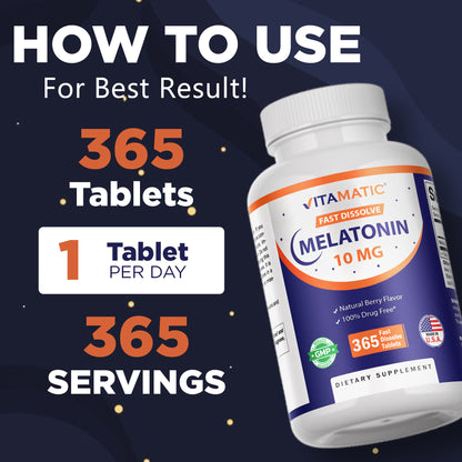 Melatonin 10mg 365 Fast Dissolve Tablets