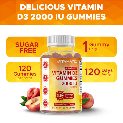 Sugar-Free Vitamin D3 2000 IU, 120 Gummies