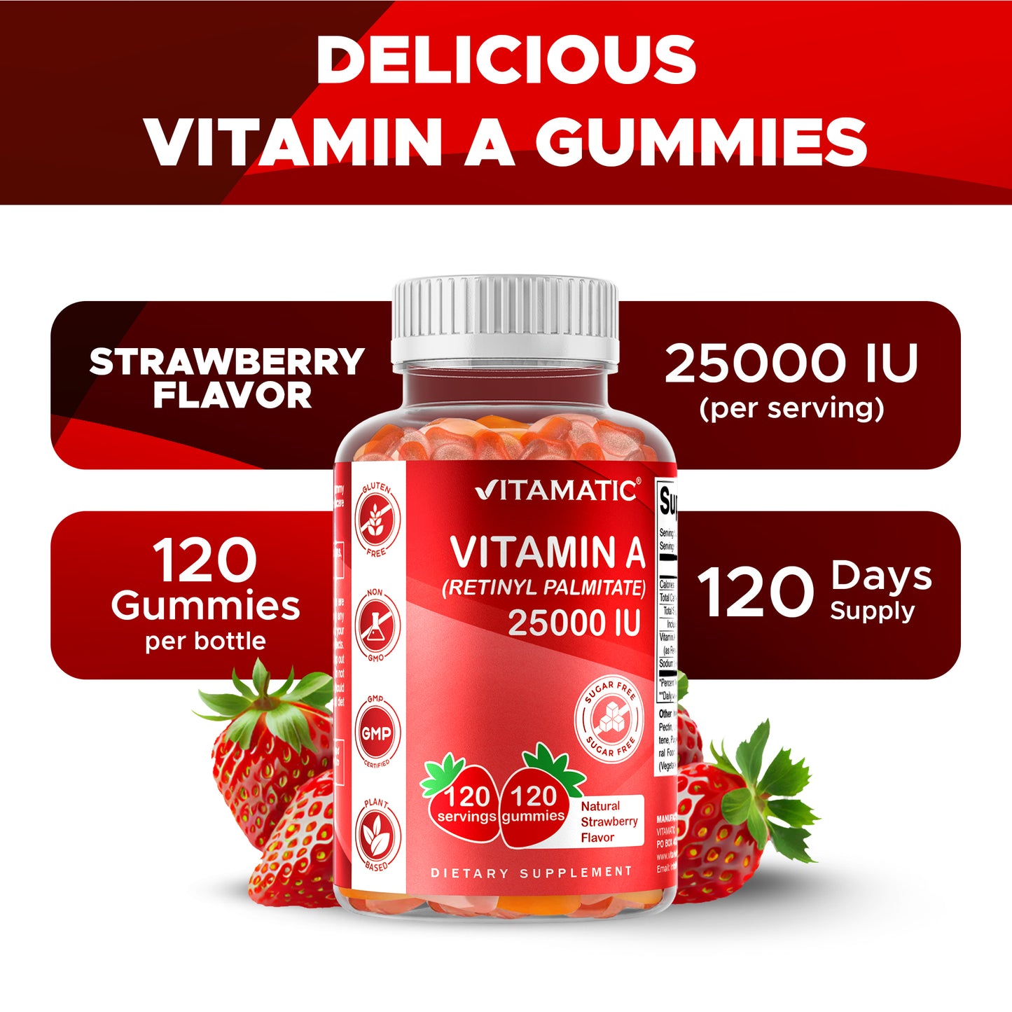 Sugar Free Vitamin A 25000 IU - 120 Gummies