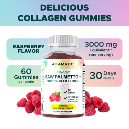 Sugar Free Saw Palmetto with Pumpkin Seed 3000 mg  - 60 Gummies