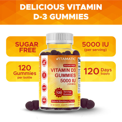 Sugar-Free Vitamin D3 5000 IU, 120 Gummies
