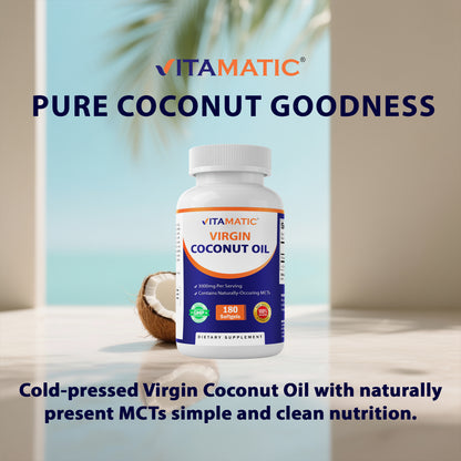 Virgin Coconut Oil 3000 mg Per Serving | 180 Softgels