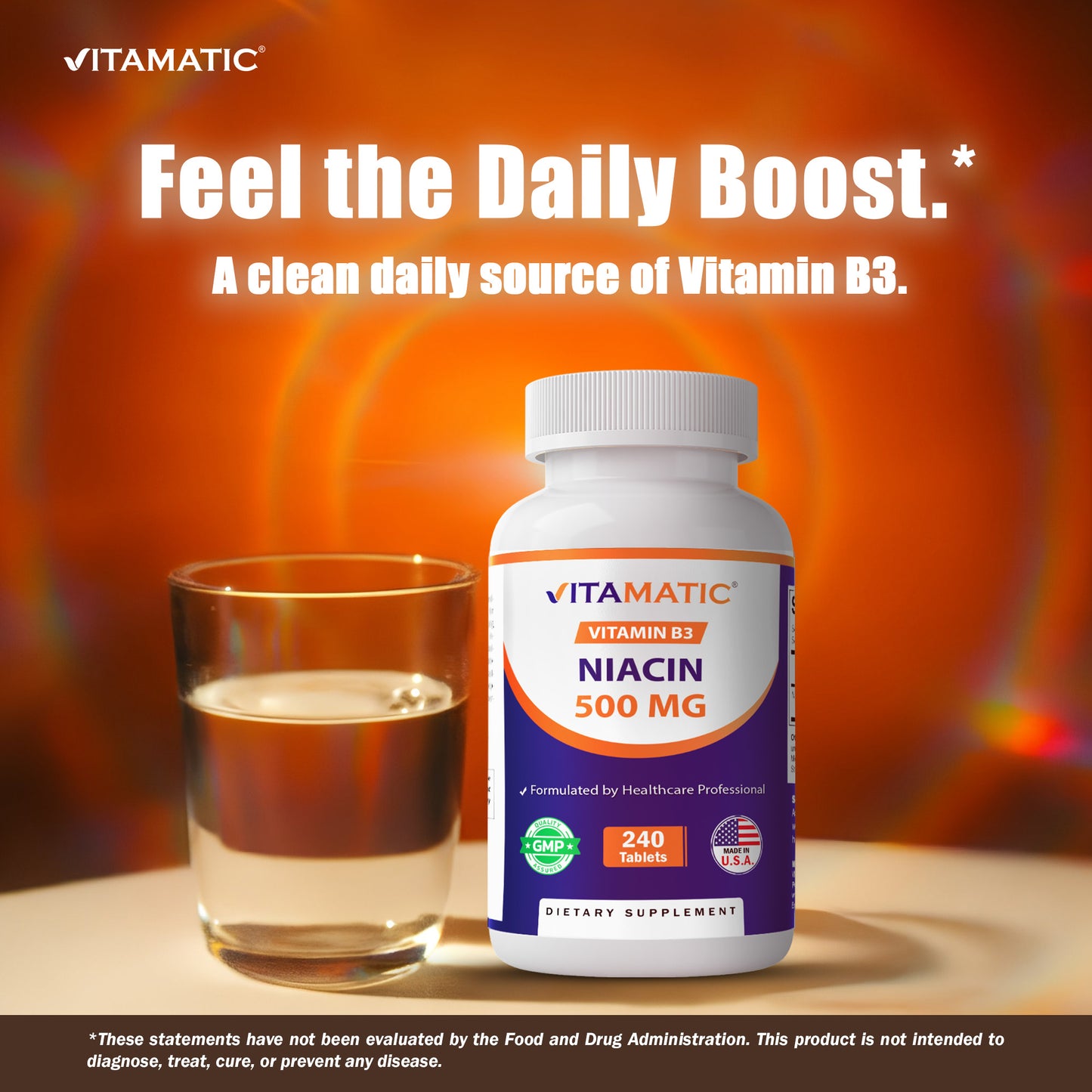 Niacin (Vitamin B3) 500mg, Sustained Release - 240 Tablets