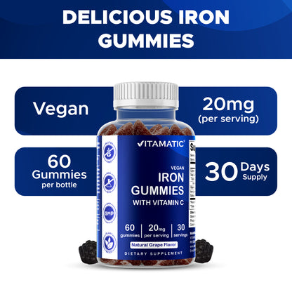 Iron 20mg with Vitamin C - 60 Vegan Gummies