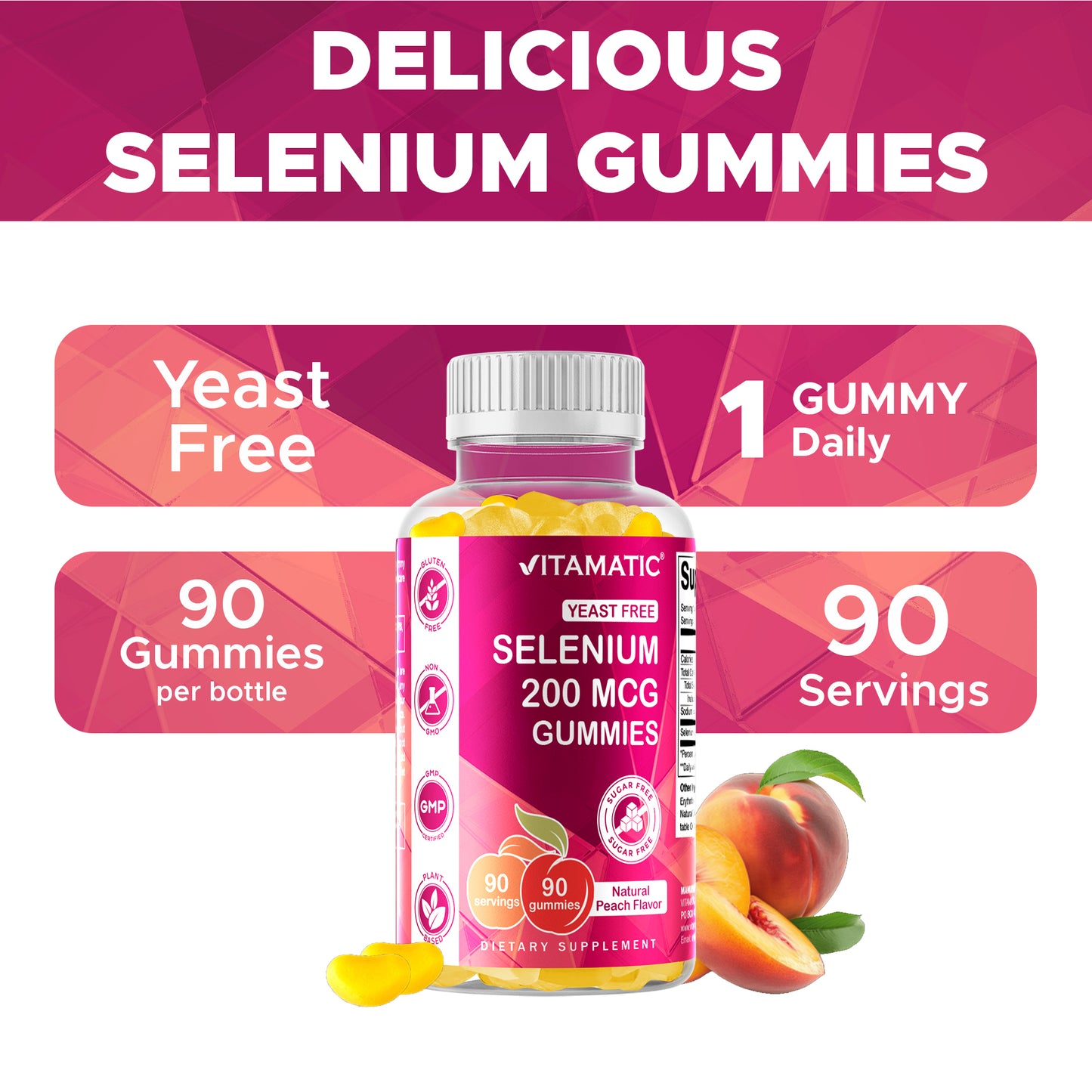 Sugar Free Yeast Free Selenium 200 mcg - 90 Gummies