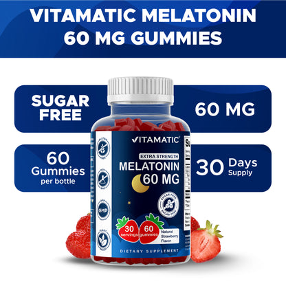 Vitamatic Sugar-Free Melatonin 60mg, 60 Gummies