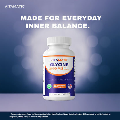 Glycine Supplement 2000mg Per Serving - 300 Vegetarian Capsules