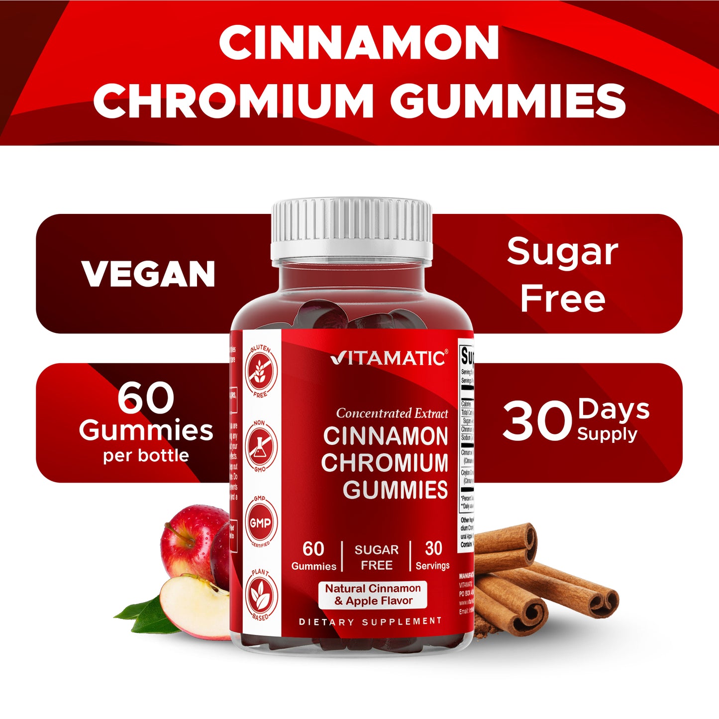 Sugar Free Cinnamon with Chormium 60 Gummies