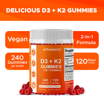 Vitamin D3 K2 with Calcium Gummies - 240 Count