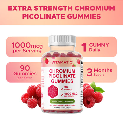Vitamatic Chromium Picolinate 1000 mcg Per Serving Gummies, 90 Count