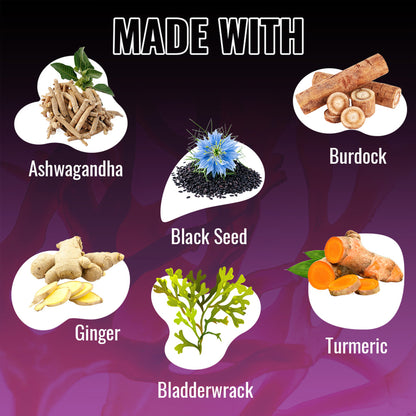 Sea Moss 3000mg with Black Seed Oil, Ashwagandha,  Turmeric, Bladderwrack, Burdock - 180 Veg Capsules