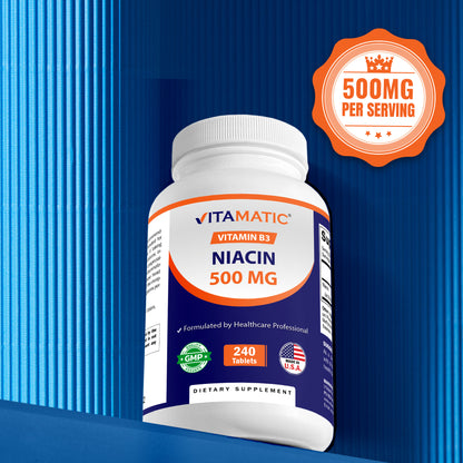 Niacin (Vitamin B3) 500mg, Sustained Release - 240 Tablets