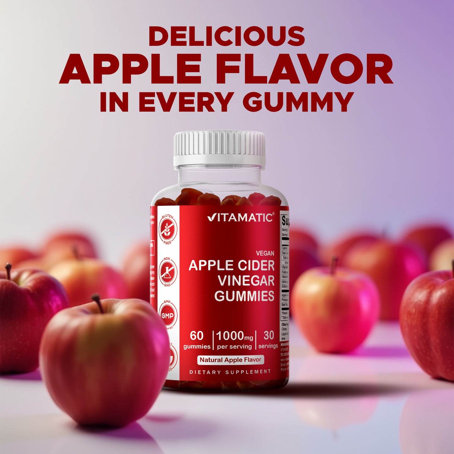 Apple Cider Vinegar  1000mg 60 Vegan Gummies