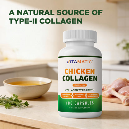 Chicken Collagen 3000 mg (Per Serving) with Glucosamine, Chondroitin & Hyaluronic Acid | 180 Capsules