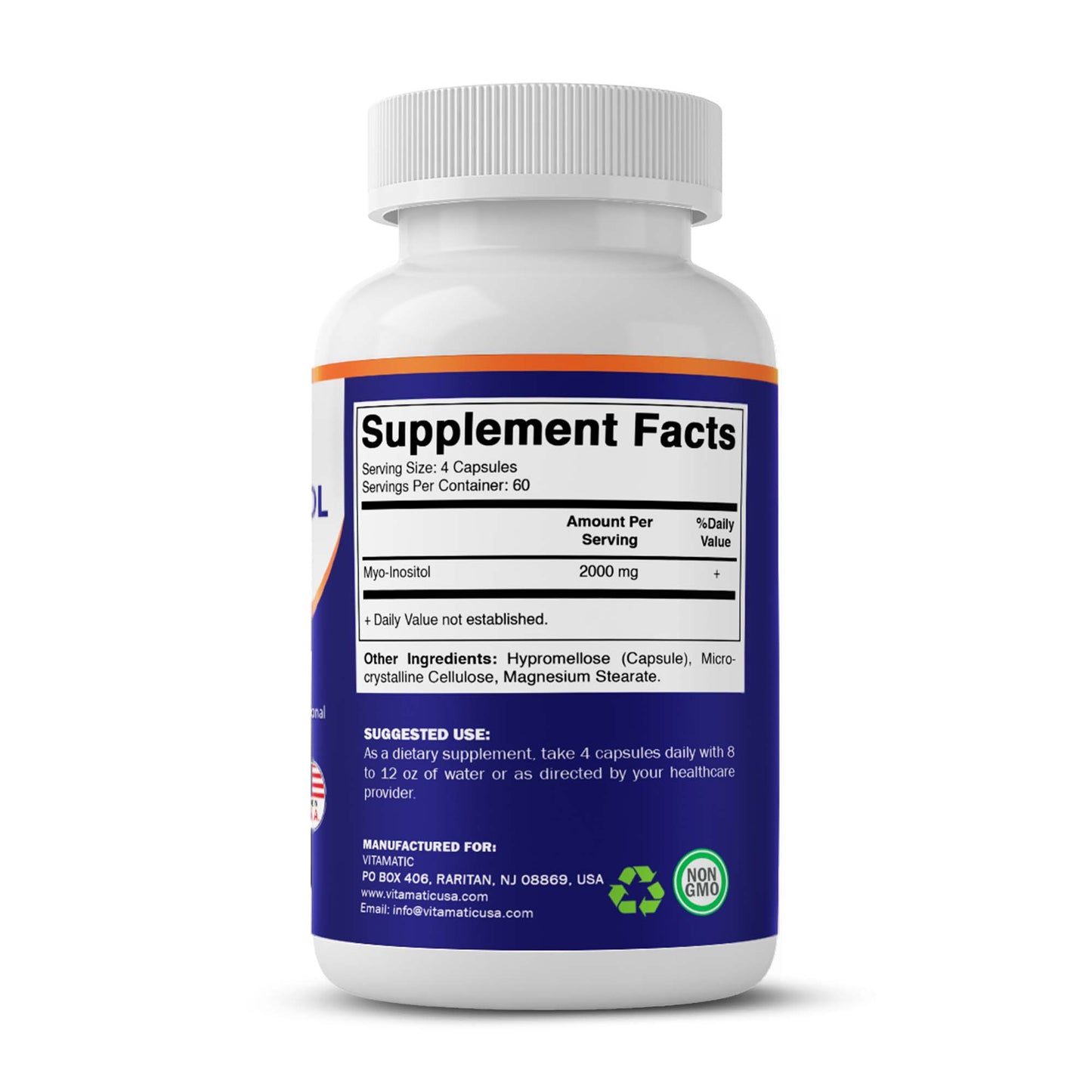 Myo-Inositol 2000 mg Per Serving – 240 Vegetable Capsules