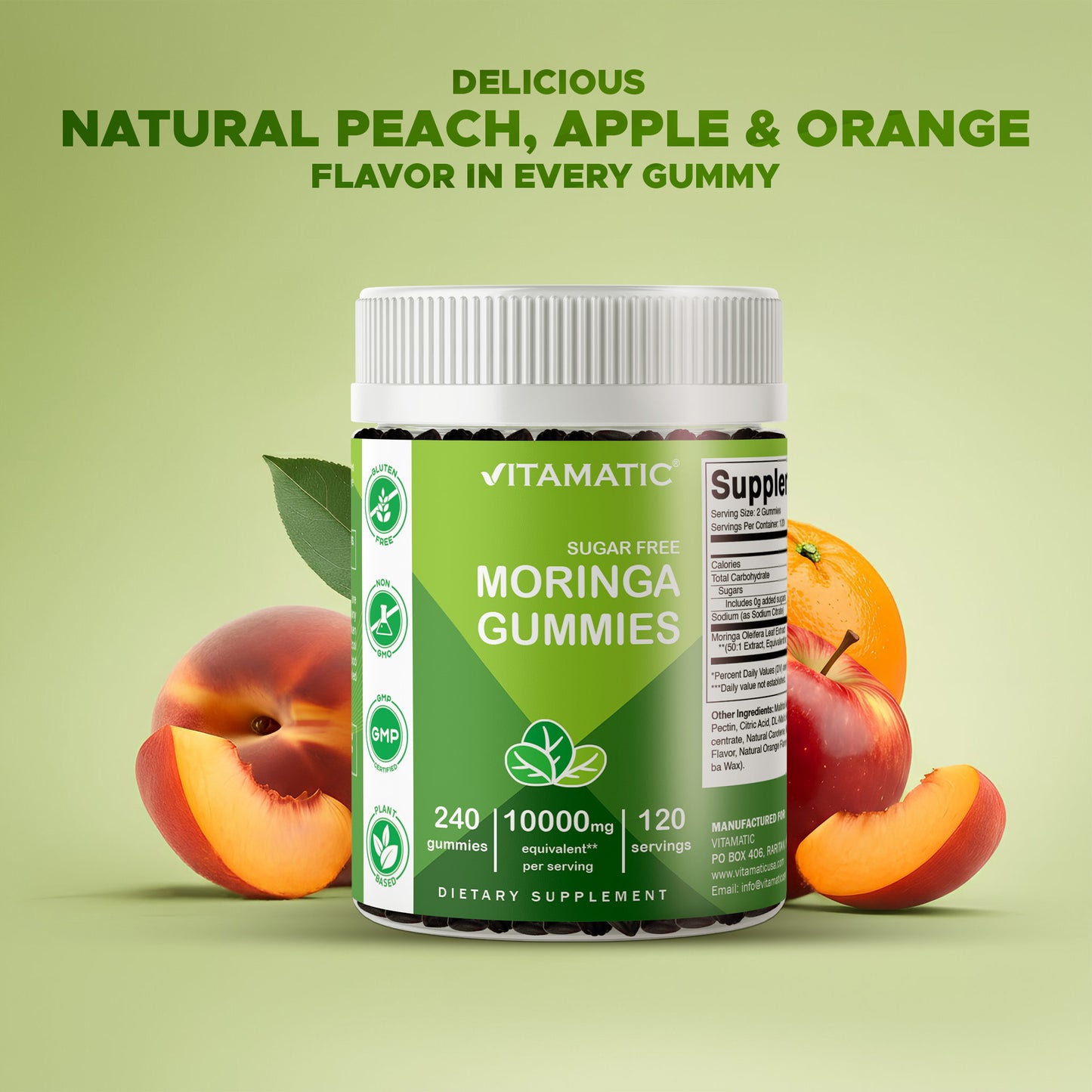 Vitamatic | Moringa 10000 mg Equivalent | 240 Gummies