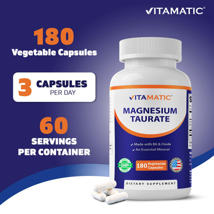 Magnesium Taurate with B6, 180 Veg Capsules