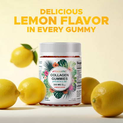 Hydrolyzed Collagen Gummies with Vitamin C, Zinc and Biotin, 200 mg per serving - 240 Gummies