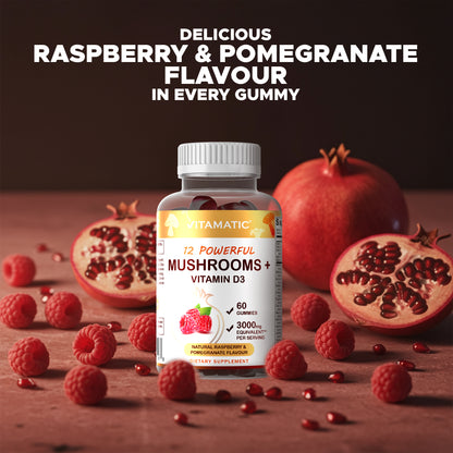 Mushroom Complex with D3 Gummies 3000 mg - 60 Pectin Based Gummies