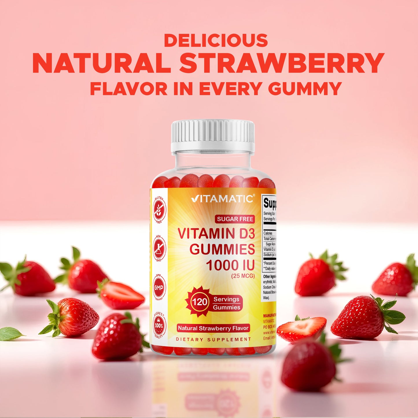 Sugar Free Vitamin D3 1000 IU - 120 Gummies