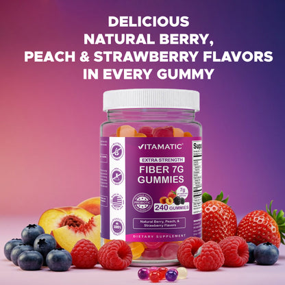 Prebiotic Fiber Gummies for Adults-  240 Pectin Based Gummies, Digestive Health & Regularity Support