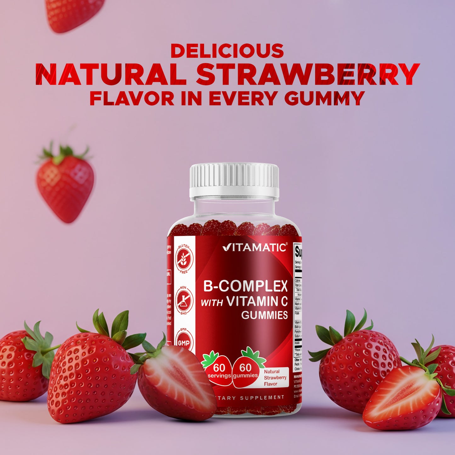 Vitamatic B-Complex with Vitamin C, 60 Gummies
