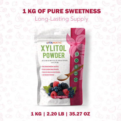 Xylitol Pure Powder 1 KG (2.2 lb) – 100% Pure Birch Derived Sweetener
