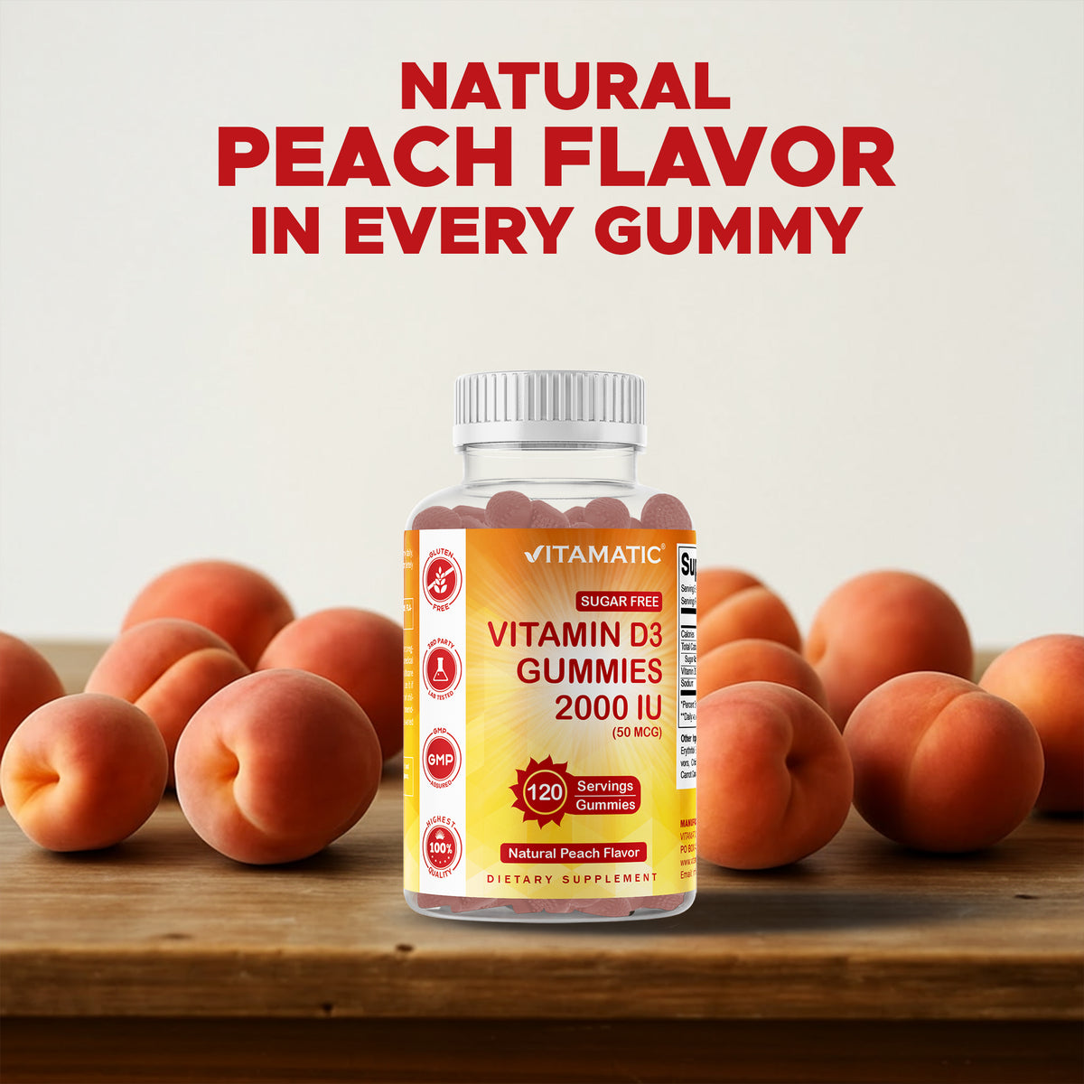 Sugar-Free Vitamin D3 2000 IU, 120 Gummies