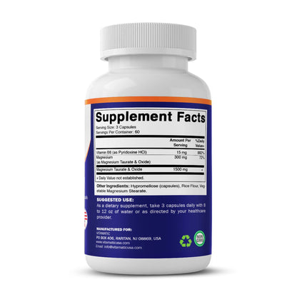 Vitamatic Magnesium Taurate with B6, 180 Veg Capsules