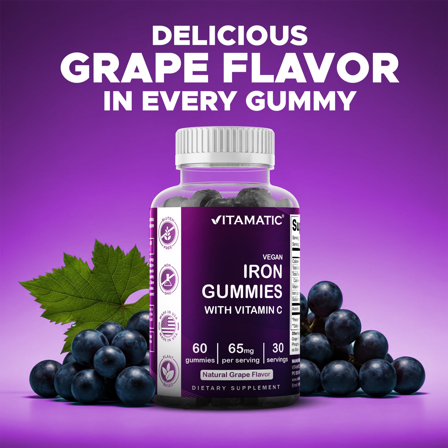 Iron 65mg with Vitamin C - 60 Gummies