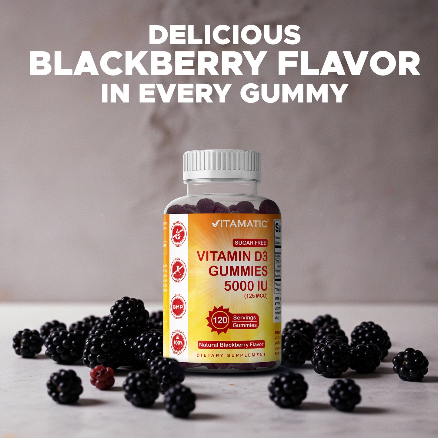 Sugar Free Vitamin D3 5000 IU - 120 Gummies