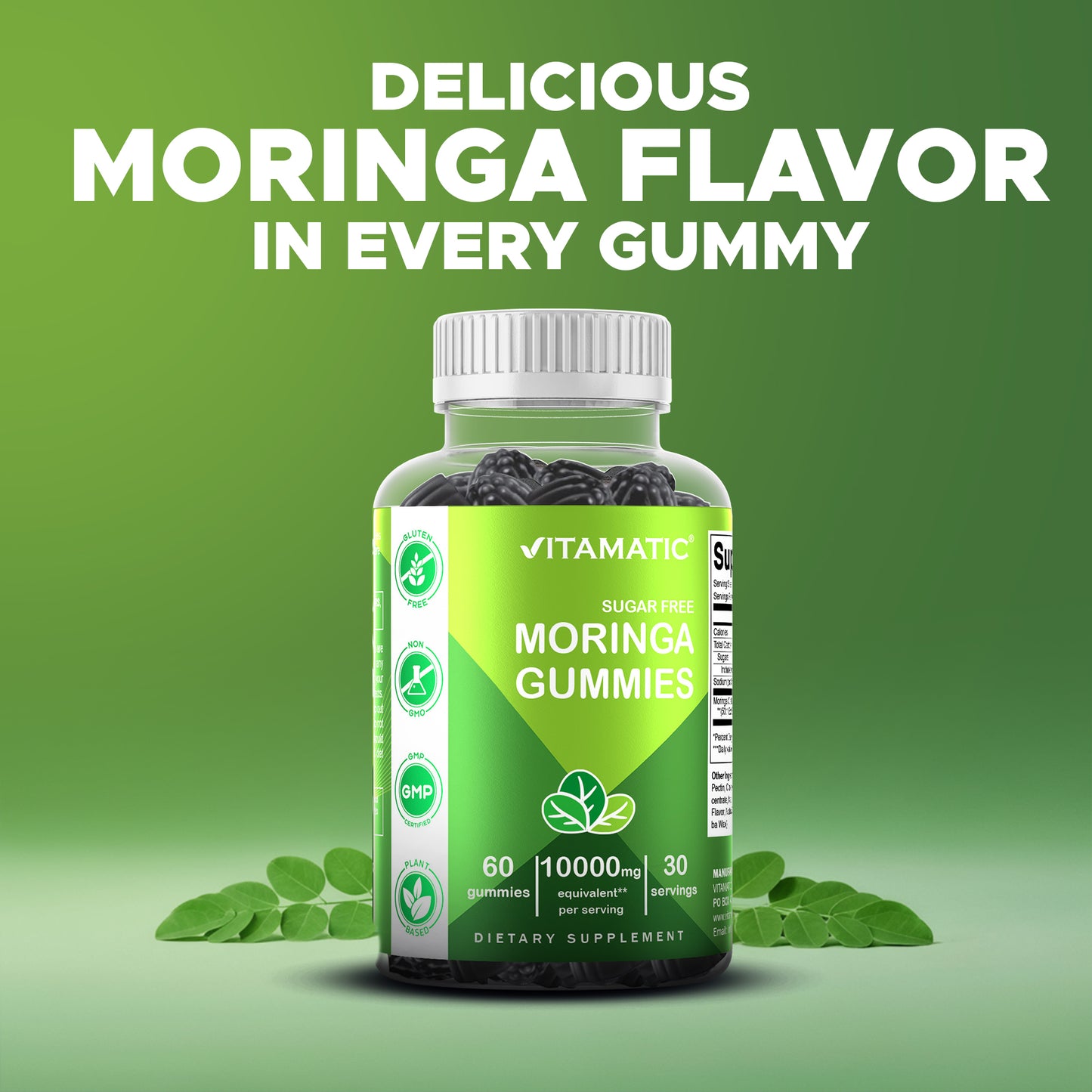 Moringa 100mg (50:1 Extract), Natural Mixed Fruit Flavor, 60 Gummies