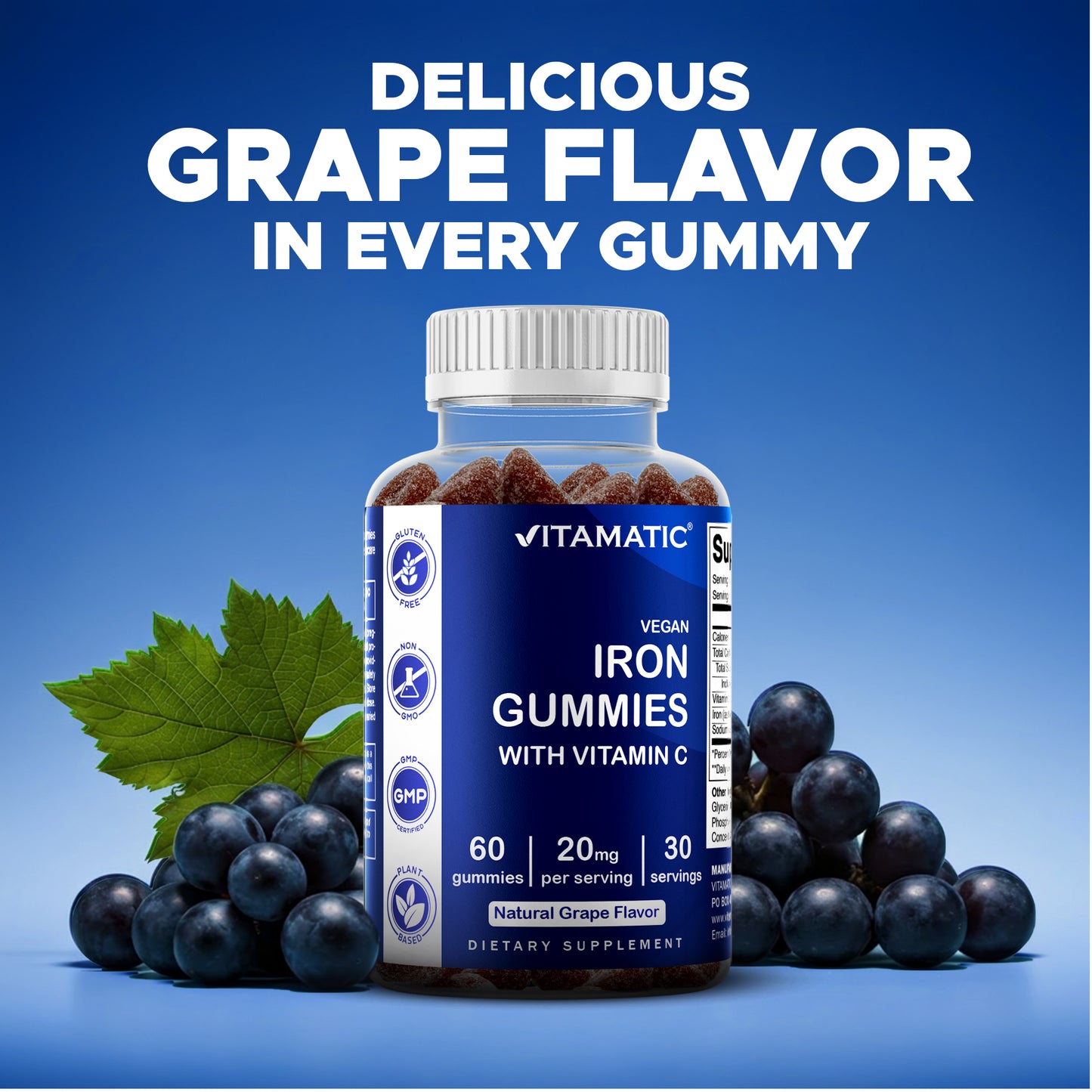 Iron 20mg with Vitamin C - 60 Vegan Gummies