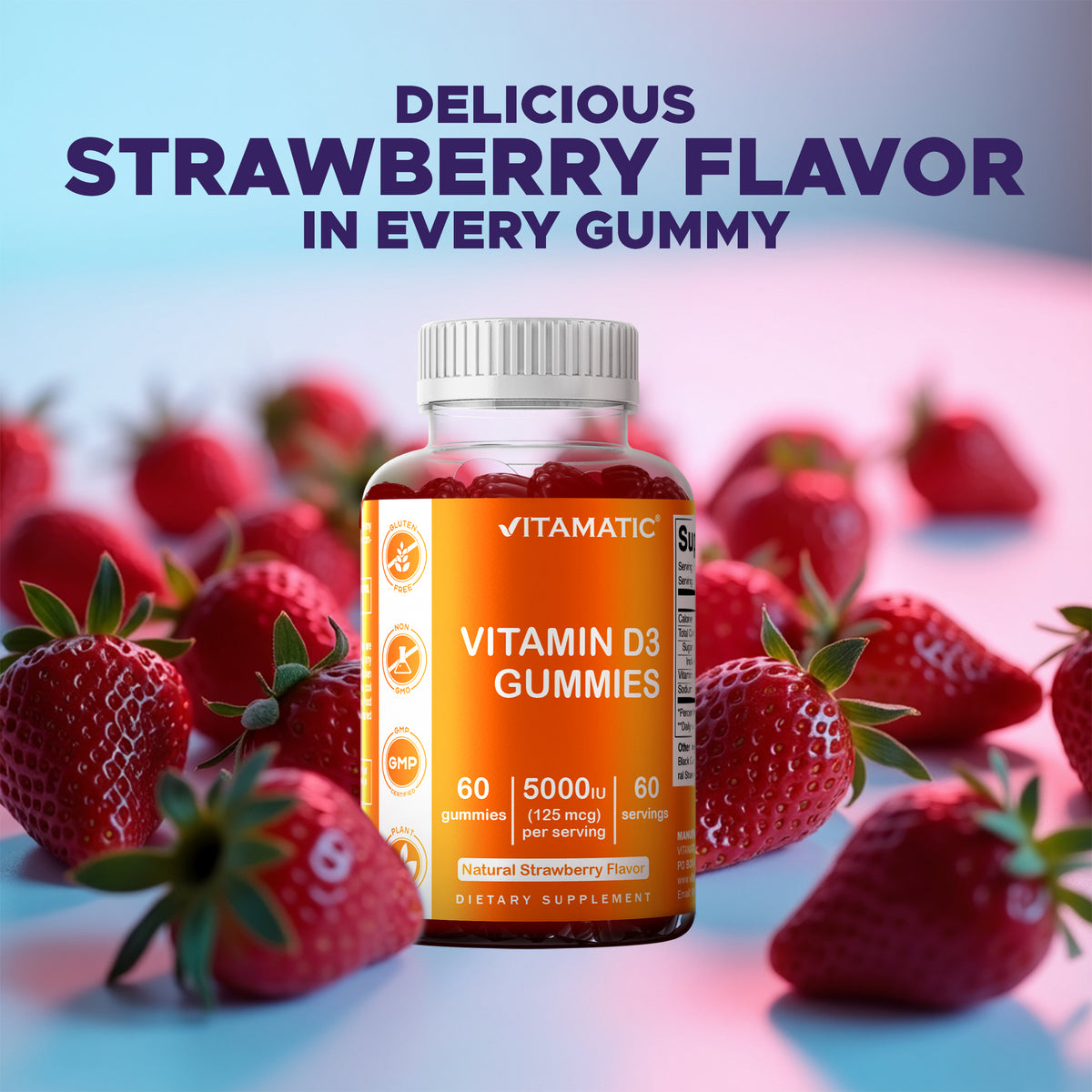 Vitamatic Vitamin D3 5000 IU Gummies, 60 Ct