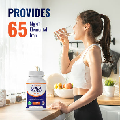 Ferrous Sulphate 325mg  Vitamin C 100mg - 250 Coated Tablets