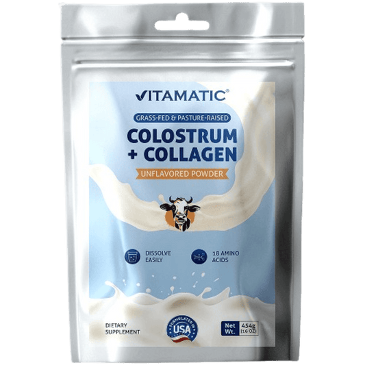 Bovine Colostrum + Collagen Powder - Unflavored - 454 Gram, (16 oz)
