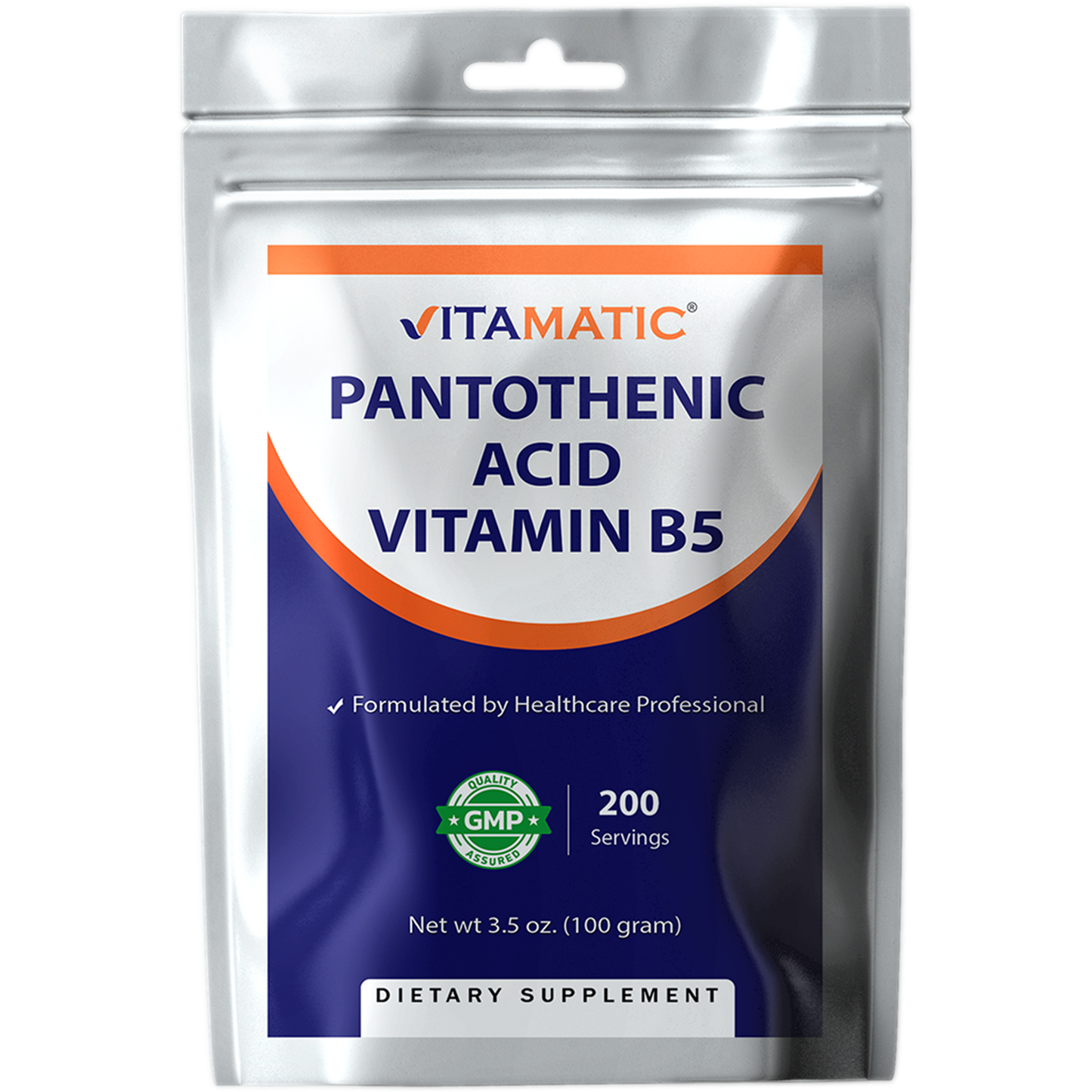 Pantothenic Acid Pure Powder 500 mg per Serving, 100 Grams -Also Called Vitamin B5
