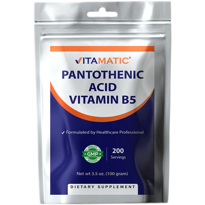 Pantothenic Acid Pure Powder 500 mg per Serving, 100 Grams -Also Called Vitamin B5