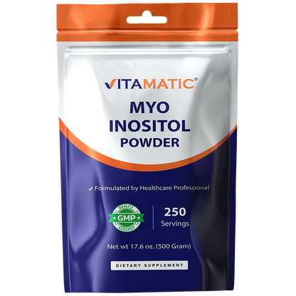 Myo-Inositol Powder 2000 mg per Serving | 500 g (250 Servings) | Pure Powder | No Sugar | No Fillers | Non-GMO | Dietary Supplement