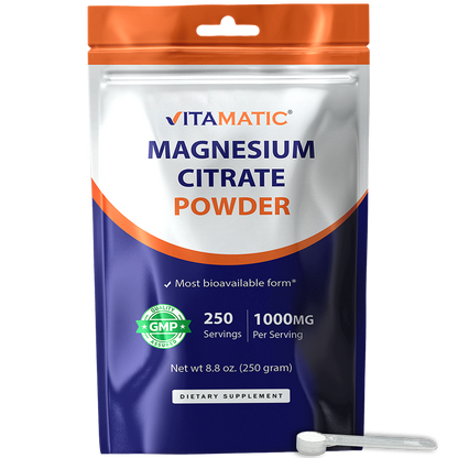 Magnesium Citrate 1000mg per Serving - 250 Grams - 250 Servings