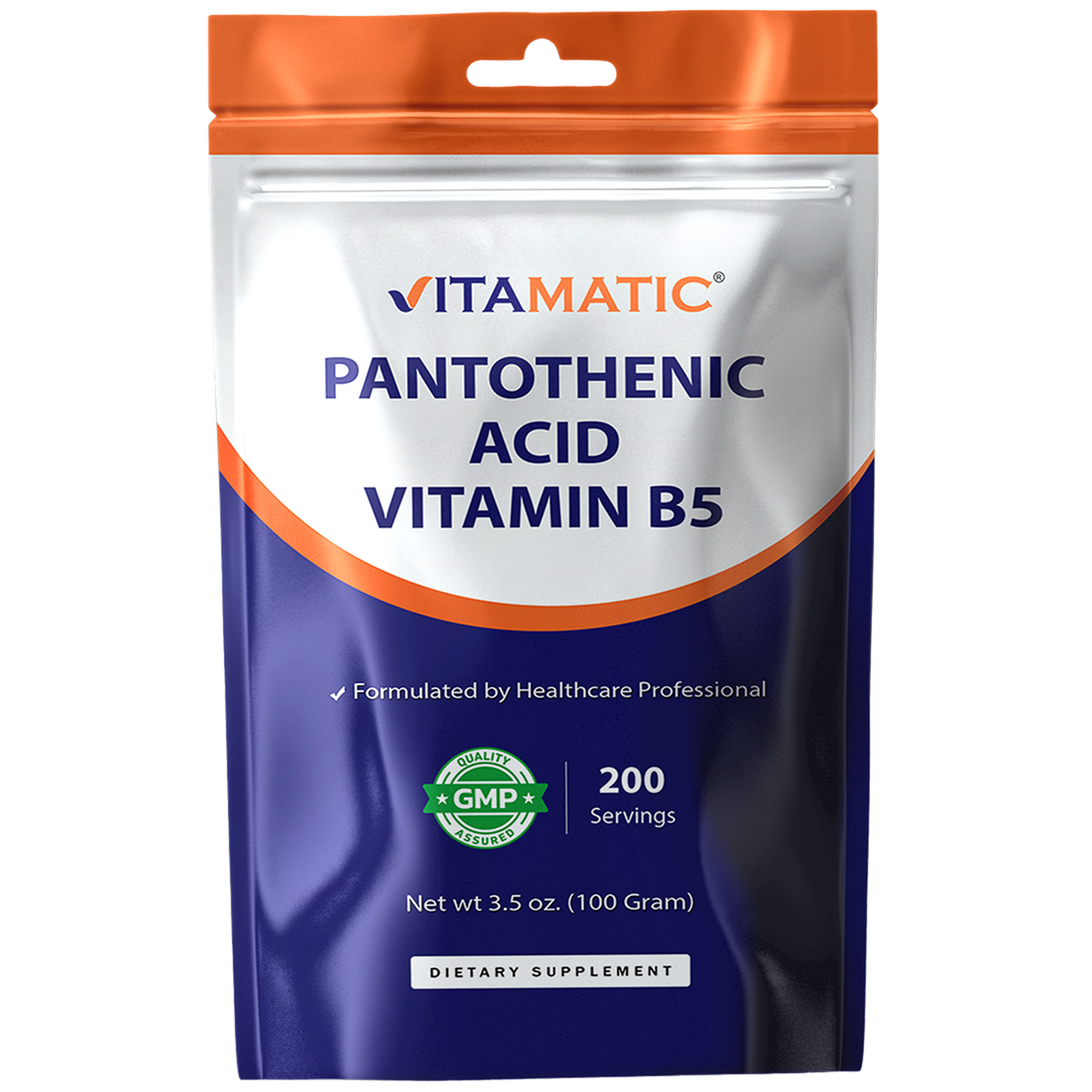 Pantothenic Acid Pure Powder 500 mg per Serving, 100 Grams -Also Called Vitamin B5