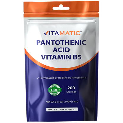 Pantothenic Acid Pure Powder 500 mg per Serving, 100 Grams -Also Called Vitamin B5