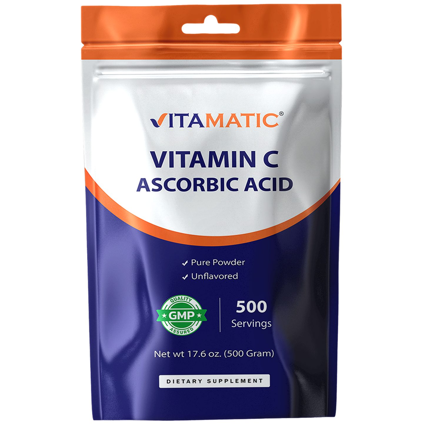 Vitamin C Powder (Ascorbic Acid) – 1000 mg per Serving – 500 Servings - 17.6 Oz (500g) – Pure Unflavored Vitamin C Supplement – Non-GMO, Gluten Free, No Additives