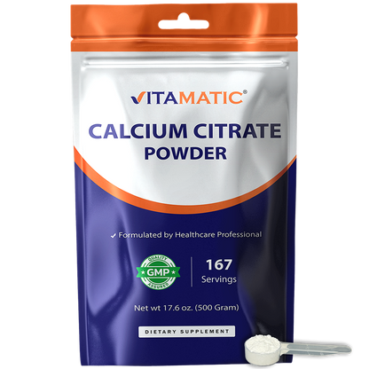 Calcium Citrate Powder – Provides 720 mg Elemental Calcium, 500 g (17.6 oz)