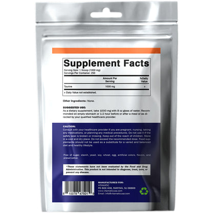 Pure Taurine 1000mg 250 Servings