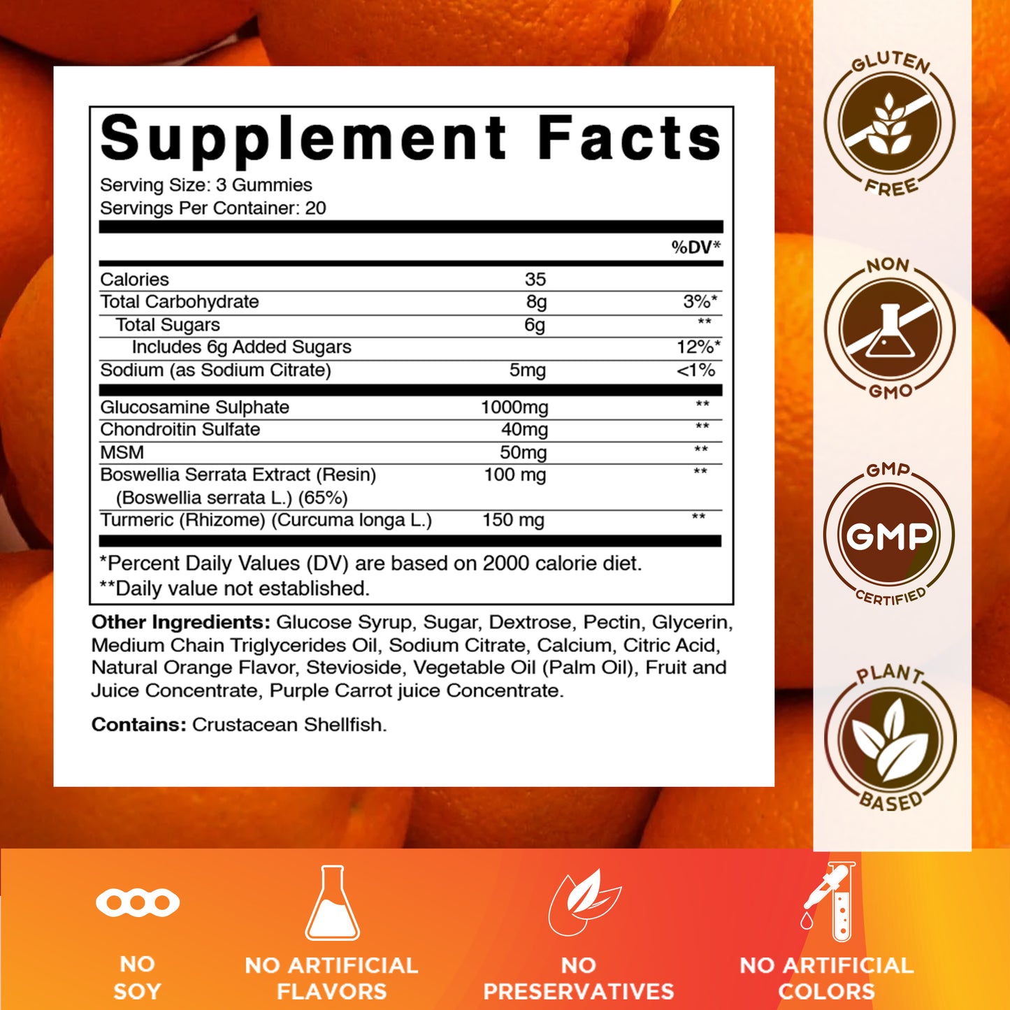 Glucosamine Chondroitin MSM Boswellia Turmeric 60 Gummies