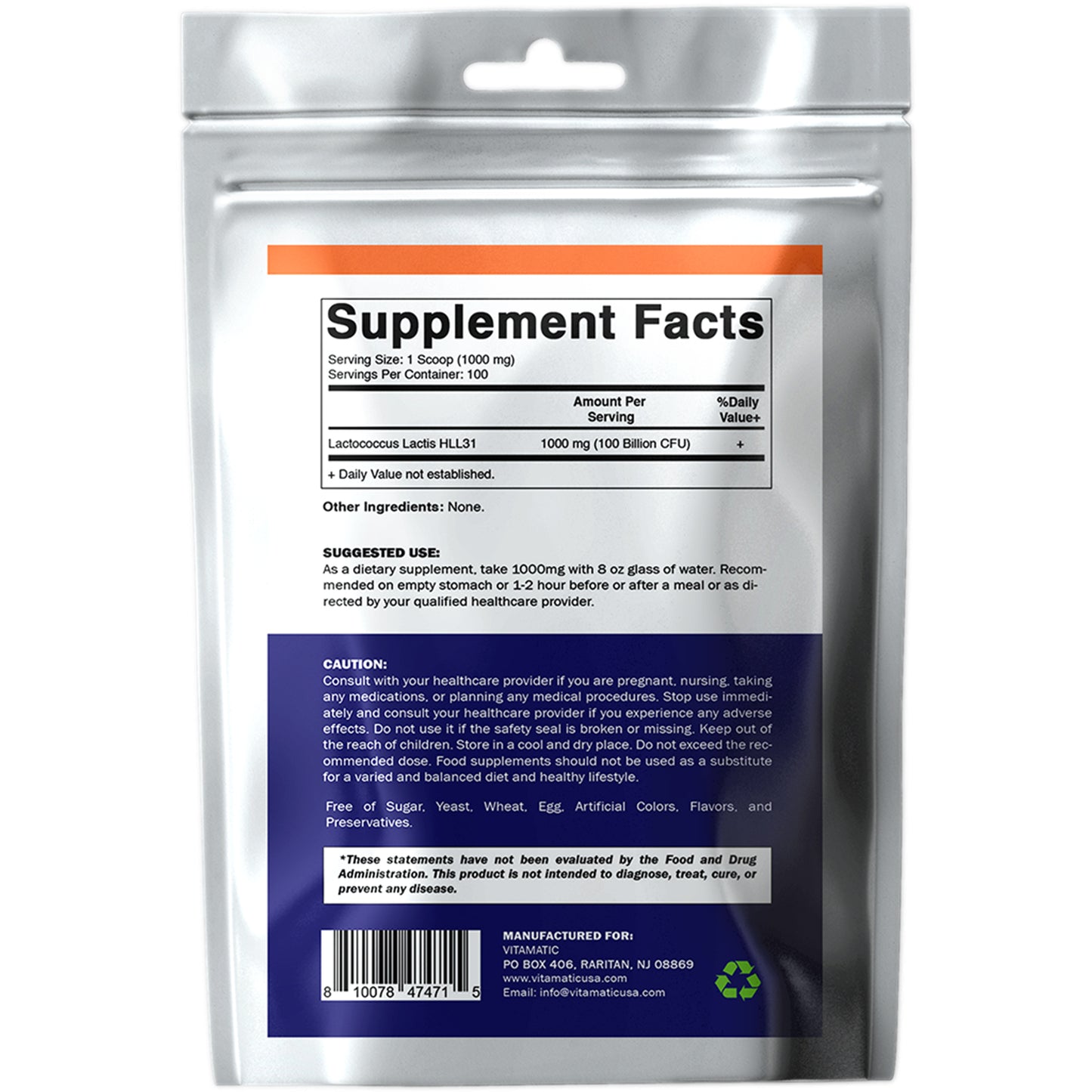 Lactococcus Lactis Probiotic Powder Digestive Health Support 100 Gram 100 Servings